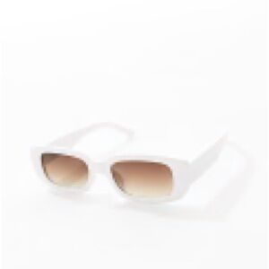 ASOS DESIGN mid square sunglasses in shiny white